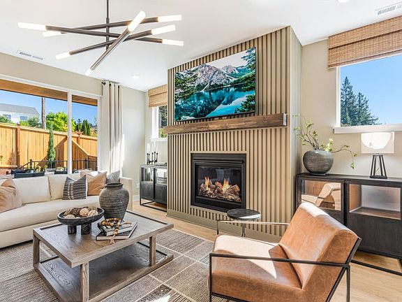 Spacious living with fireplace