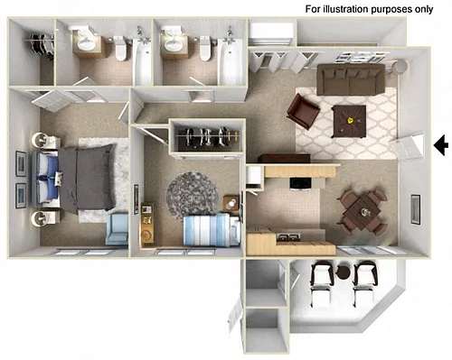 Floor plan Two Bedroom Two Bath