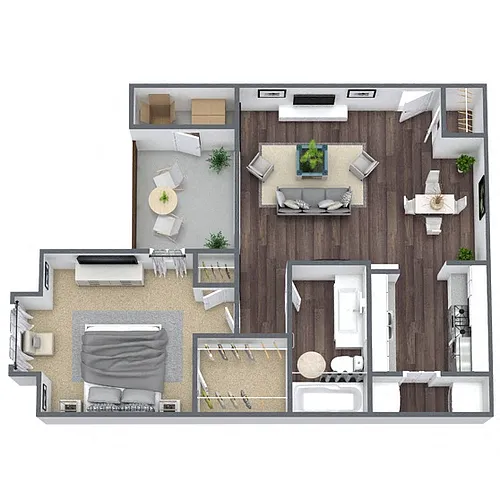 Floor plan A1: 1 Bed 1 Bath