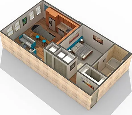 1 BR x 1 BA - C Floorplan 1 BR x 1 BA - C Floorplan