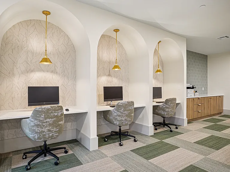 Coworking Lounge with Computers and Printer