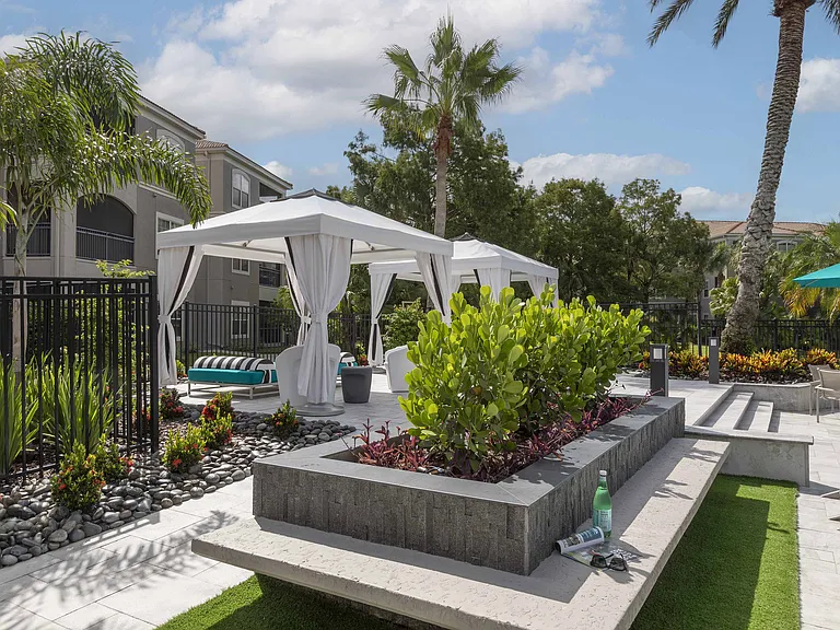 Luxurious poolside cabanas