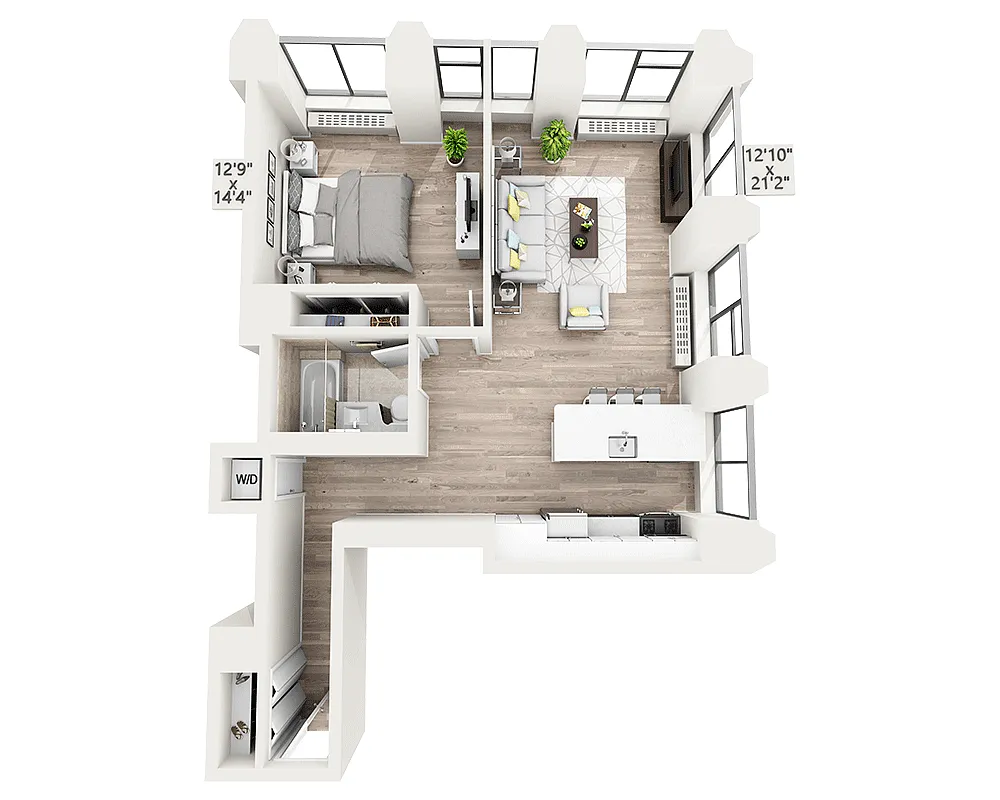 Floor plan One Bedroom W