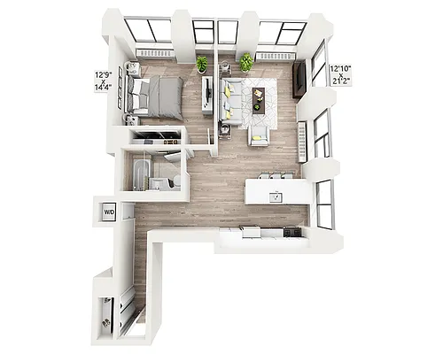 Floor plan One Bedroom W
