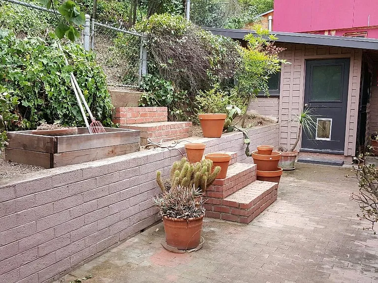 Backyard and patio area