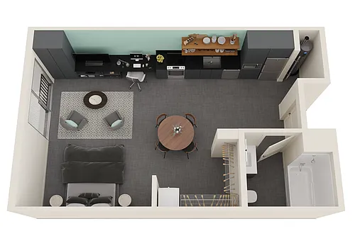 Floor plan 0 Bed/1 Bath