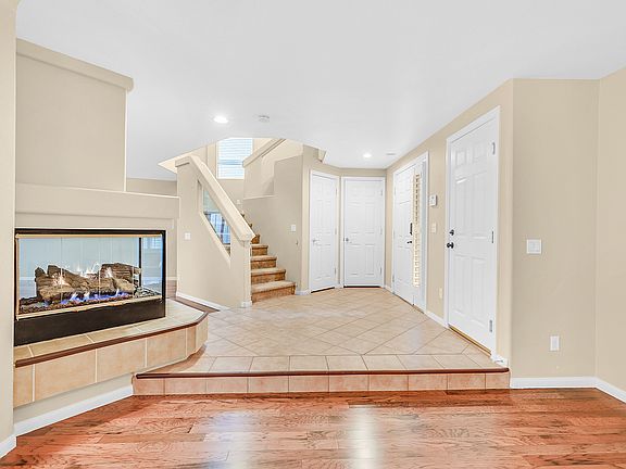Double sided gas fireplace.