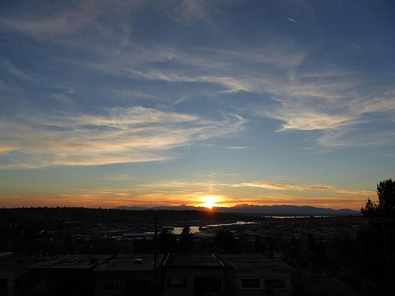 Olympic Mountains at sunset from the 4th floor deck