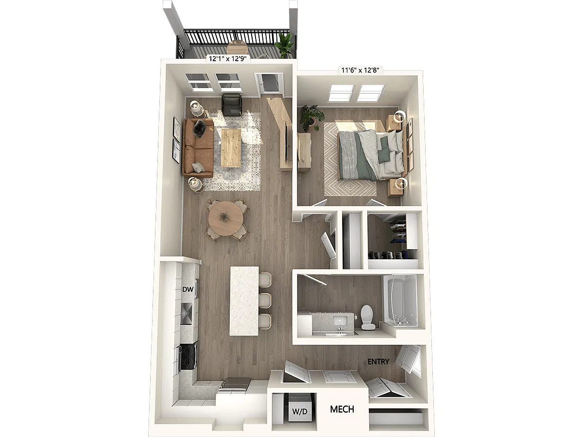Floor plan AF2-857sf-DCI