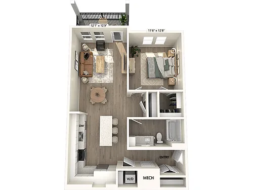 Floor plan AF2-857sf-DCI