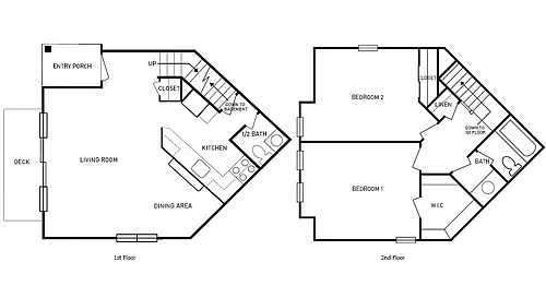 Floor plan 2 Bedroom, 1.5 Bath Townhome w/Basement