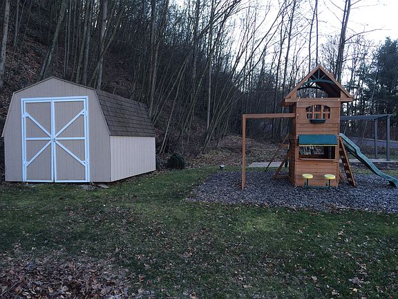 shed and playground