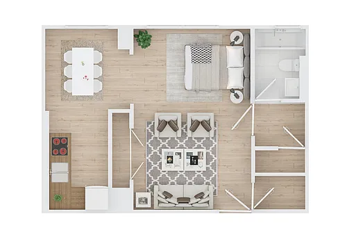 Floor plan Two Bedroom One Bath - EMB925