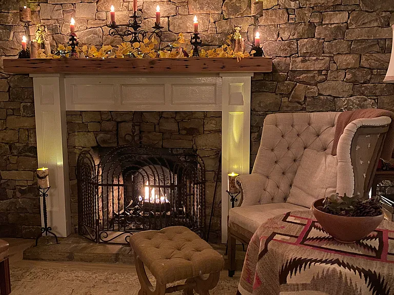 Wood burning fireplace