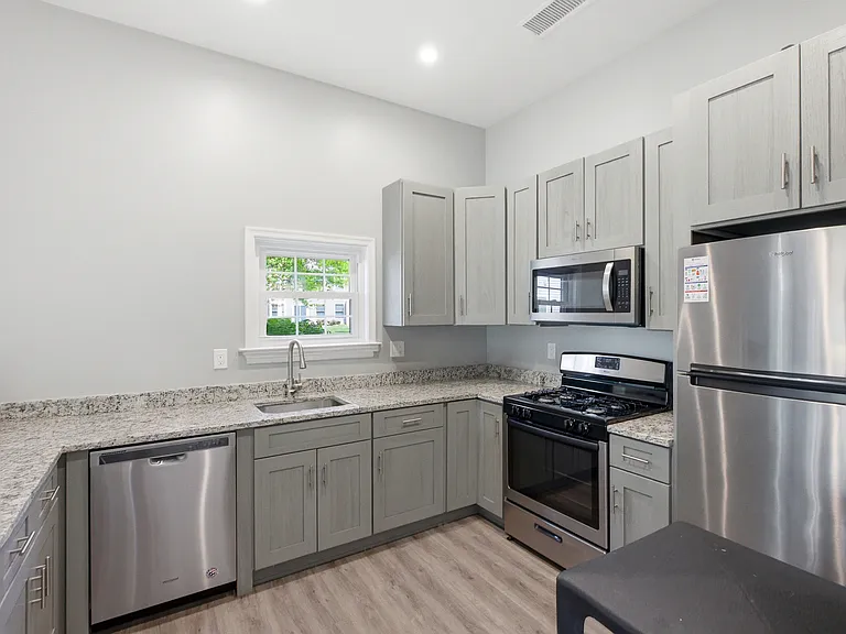 Modern kitchen with sleek finishes.