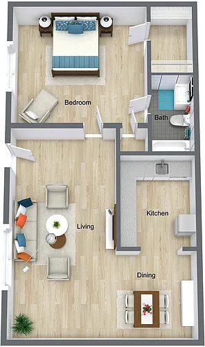 Floor plan Maple - 1 bed/1 bath