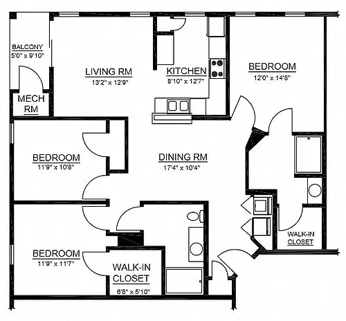 Floor plan C1 3 Bed 2 Bath