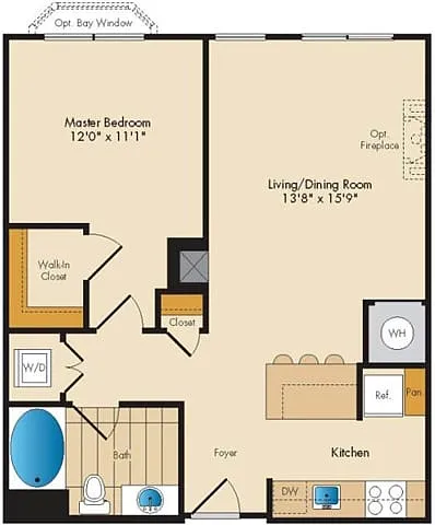Floor plan 1 Bed 1 Bath-A1