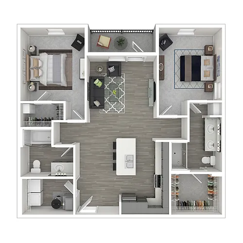 Floor plan Two Bedroom With Patio