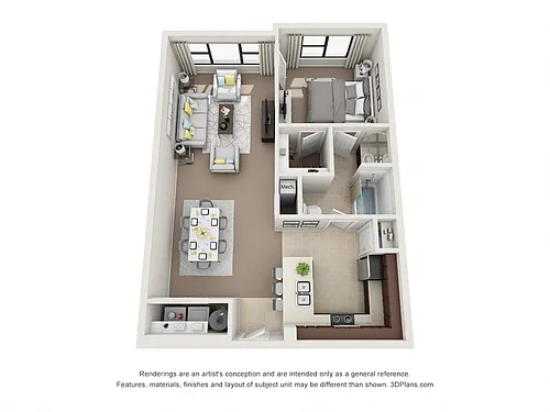 Floor plan One Bedroom One Bathroom (c)