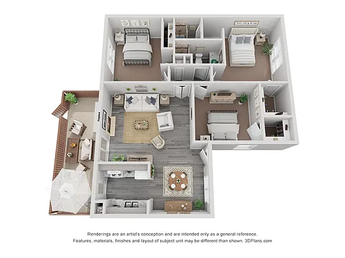 Floor plan 3 Bed 2 Bath Renovated 1224 sq ft