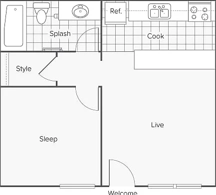 1 BR x 1 BA Floorplan 1 BR x 1 BA Floorplan