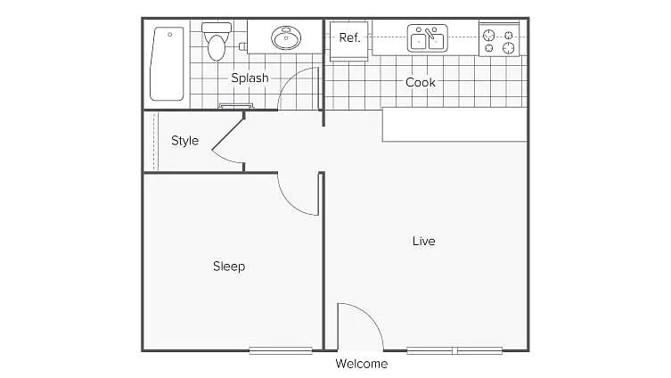 Floor plan 1 BR x 1 BA