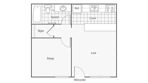 Floor plan 1 BR x 1 BA