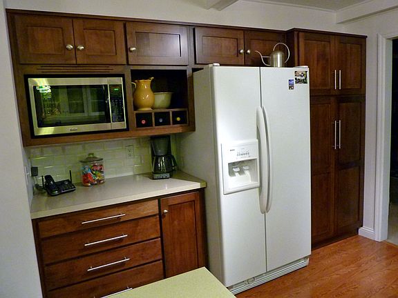 Pantry has pull out shelves