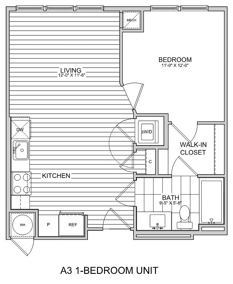 Floor plan 1 Bed/1 Bath-A3