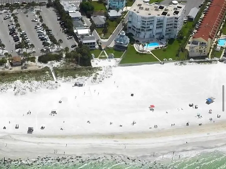 Bird's eye view of the lighthouse and beach