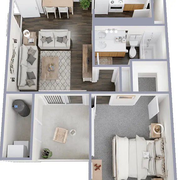 One-Bedroom One-Bathroom Floorplan Diagram