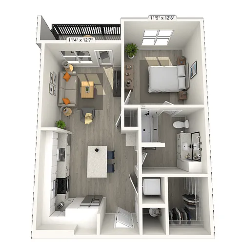 Floor plan A4 1x1 712 SF-FP