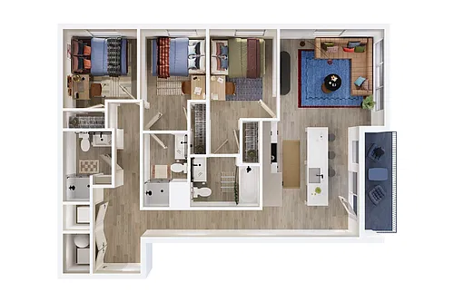 Floor plan 3BR/3BA - D9
