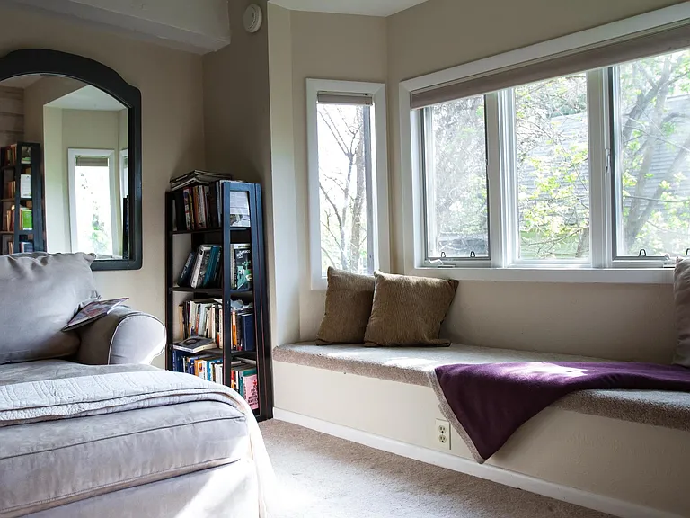 Living room with bay window