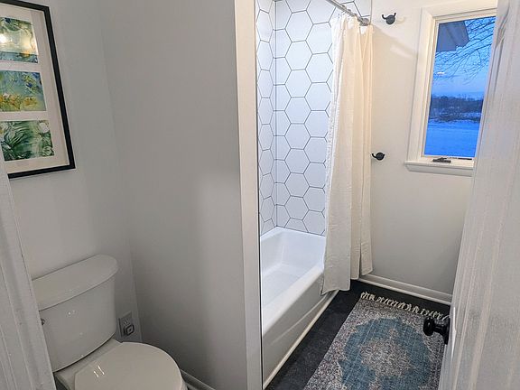 Doorway view into the bathroom.