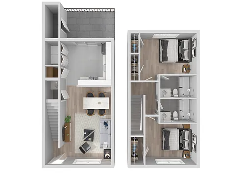 Floor plan 2/2.5 1000 Sq.Ft Kingsley Townhome