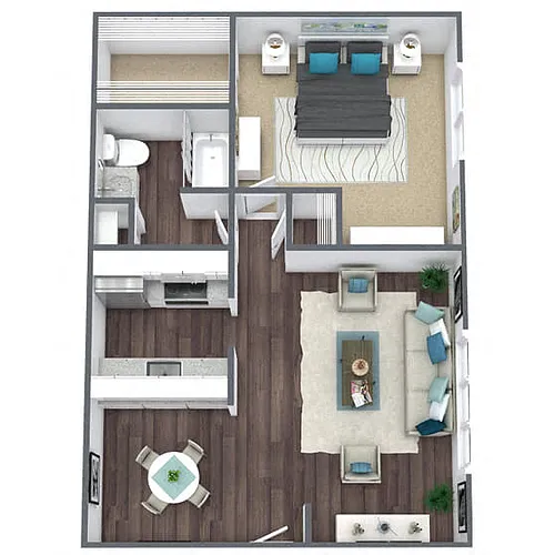 Floor plan A1: 1 Bed 1 Bath