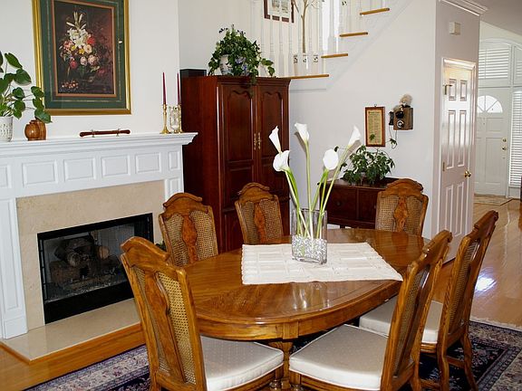Dining room with fireplace