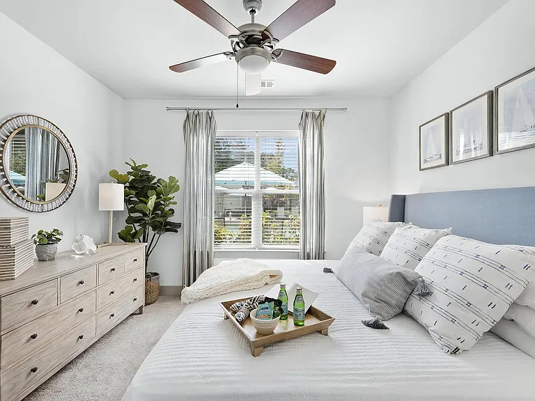 Oversized Bedroom with King-Size Accommodations and Ceiling Fan