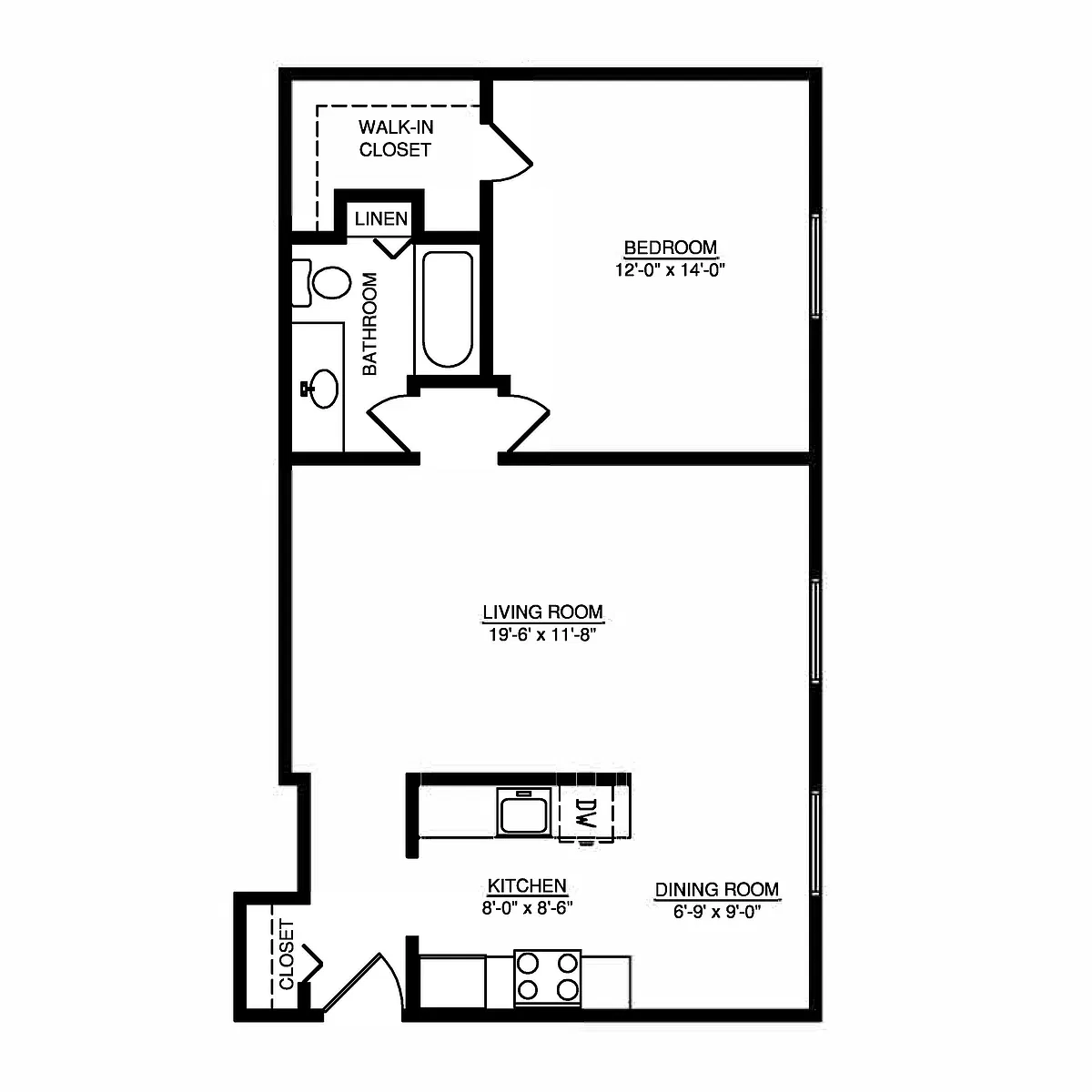 Floor plan One Bedroom Apartment