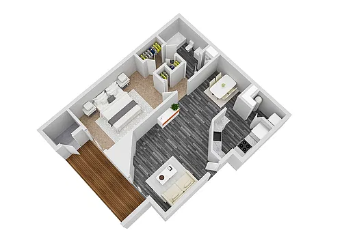 Floor plan One Bedroom/One Bathroom - 730 Sq. Ft.