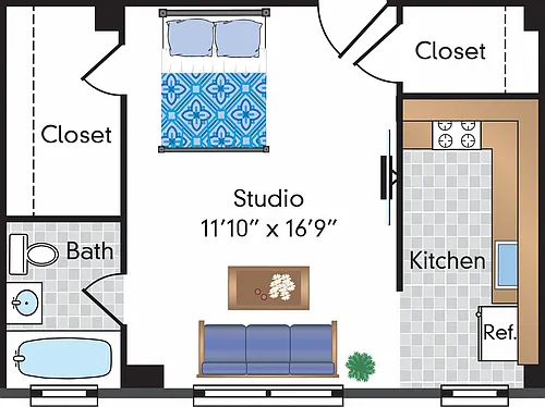 Floor plan Renovated Studio 07 Tier