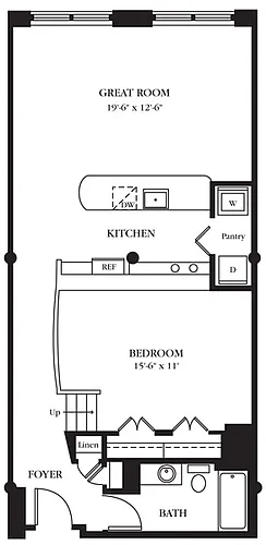 Floor plan AC-C One Bedroom, One Bathroom
