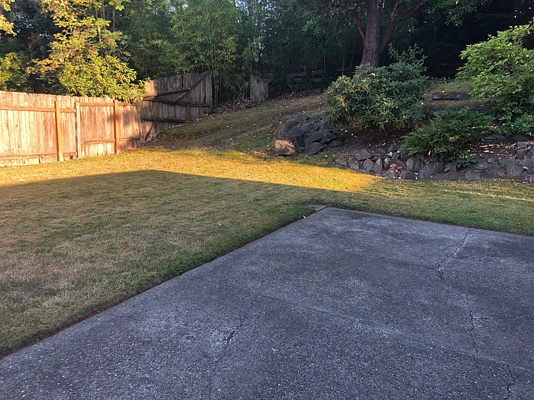 Backyard with patio.