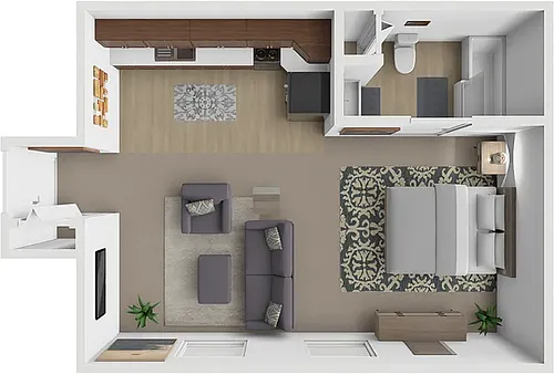 Floor plan Studio 1 Bath