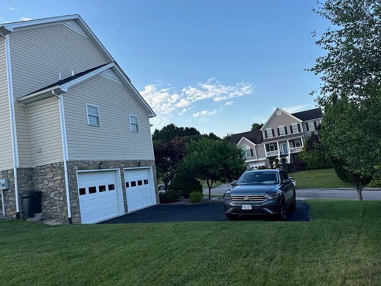 garage and driveway view