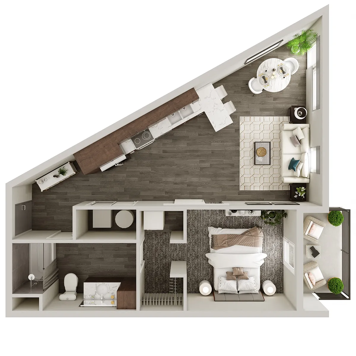 Floor plan Studio - 594-648 SF