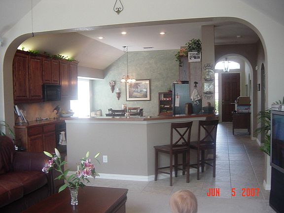 View from the living room into the kitchen