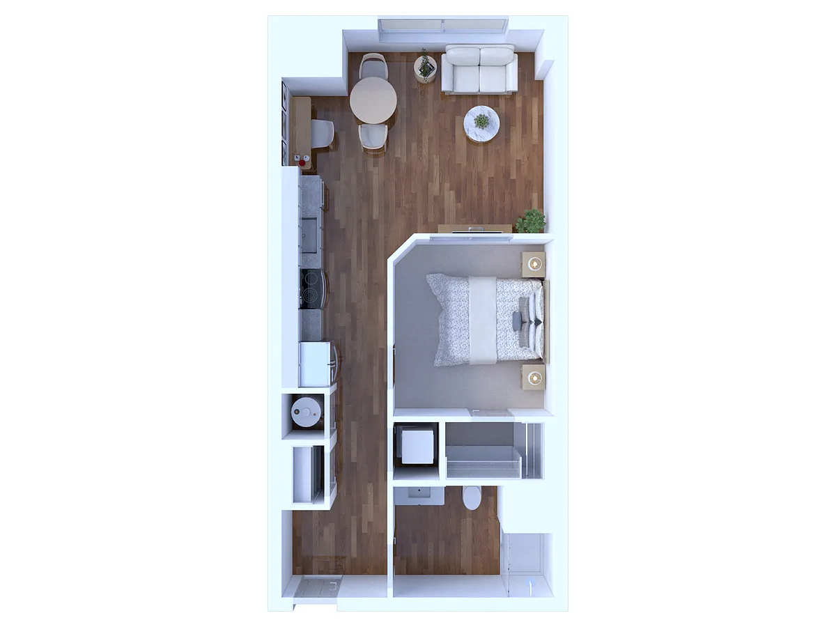 Floor plan 1 Bedroom/1 Bathroom-612